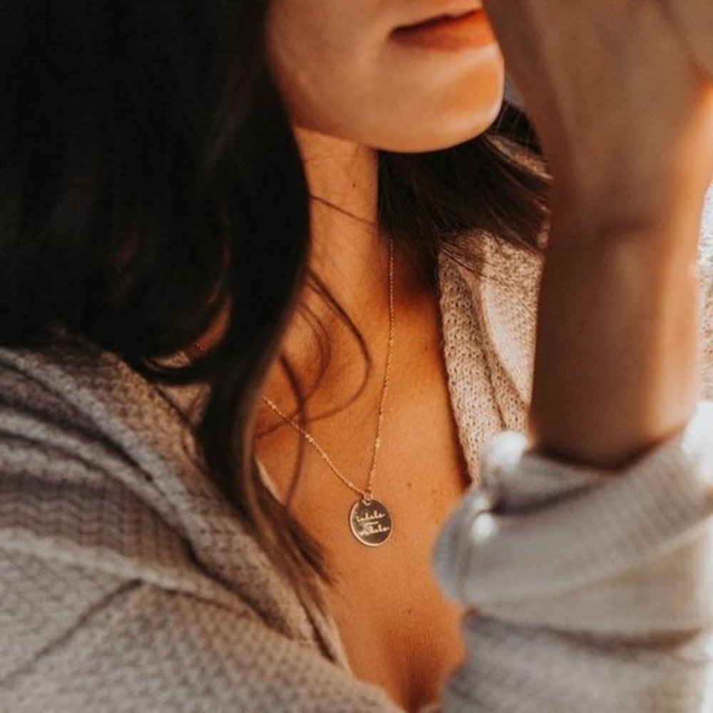Inner Peace Mantra Minimalist Pendant Necklace - Picture 7 of 15